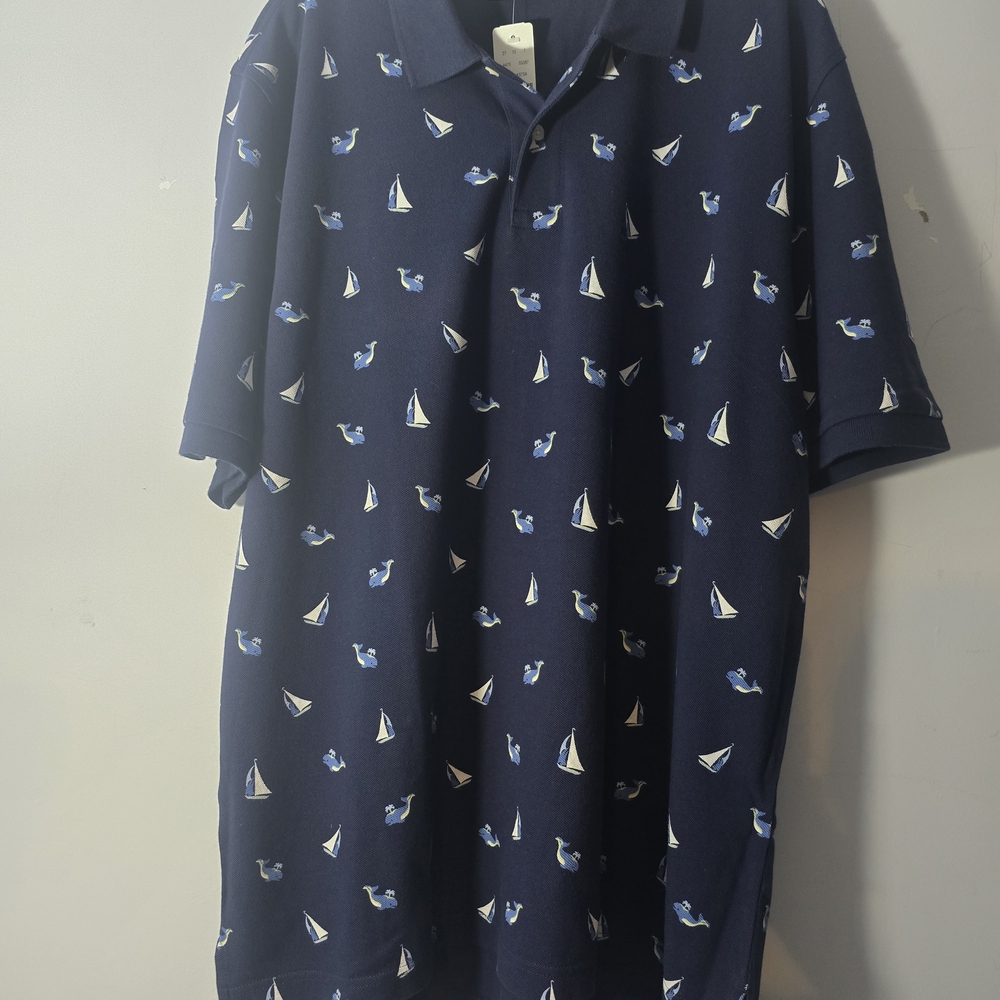 Brooks Brothers Blue Polo Shirt with Nautical Print